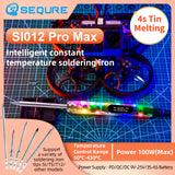 SEQURE SI012 Pro Max Portable OLED Soldering Iron with Color Ambience Light Chinese, English and Russian Menu Applicable T12/TS/SI Soldering Iron Tips Support PD/QC/3S-6S Battery Power Supply