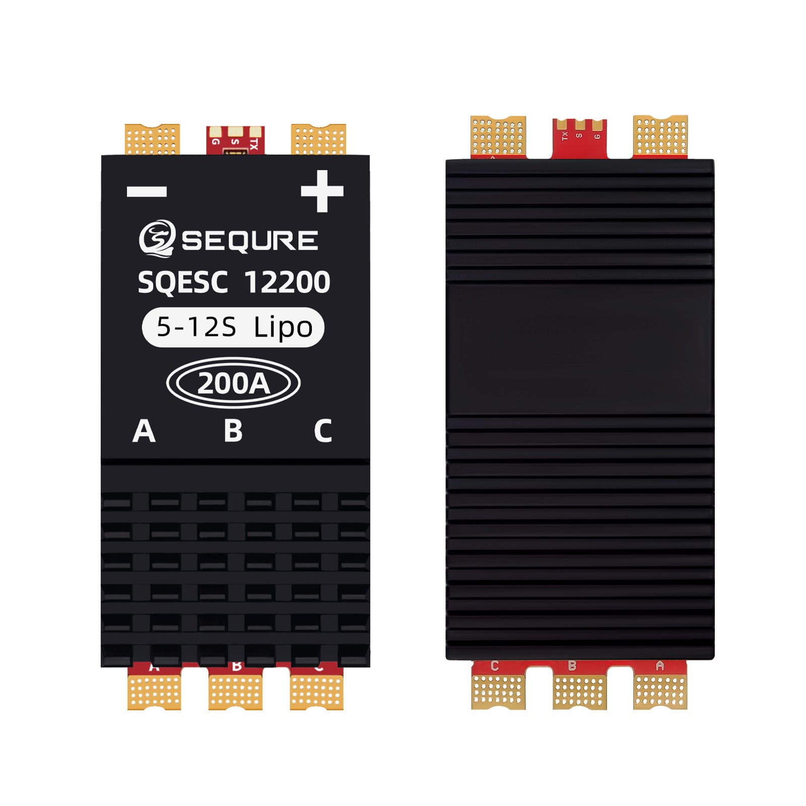 SEQURE SQESC 12200 Brushless Electric Speed Controller 5-12S Power Supply 200A BLHeli_32 / AM32 / ESCape32 Firmware Support 128KHz PWM Frequency Suitable for Multi-rotor Aircrafts Airplane Models Plant Protection Machine Boat Models RC Car Models