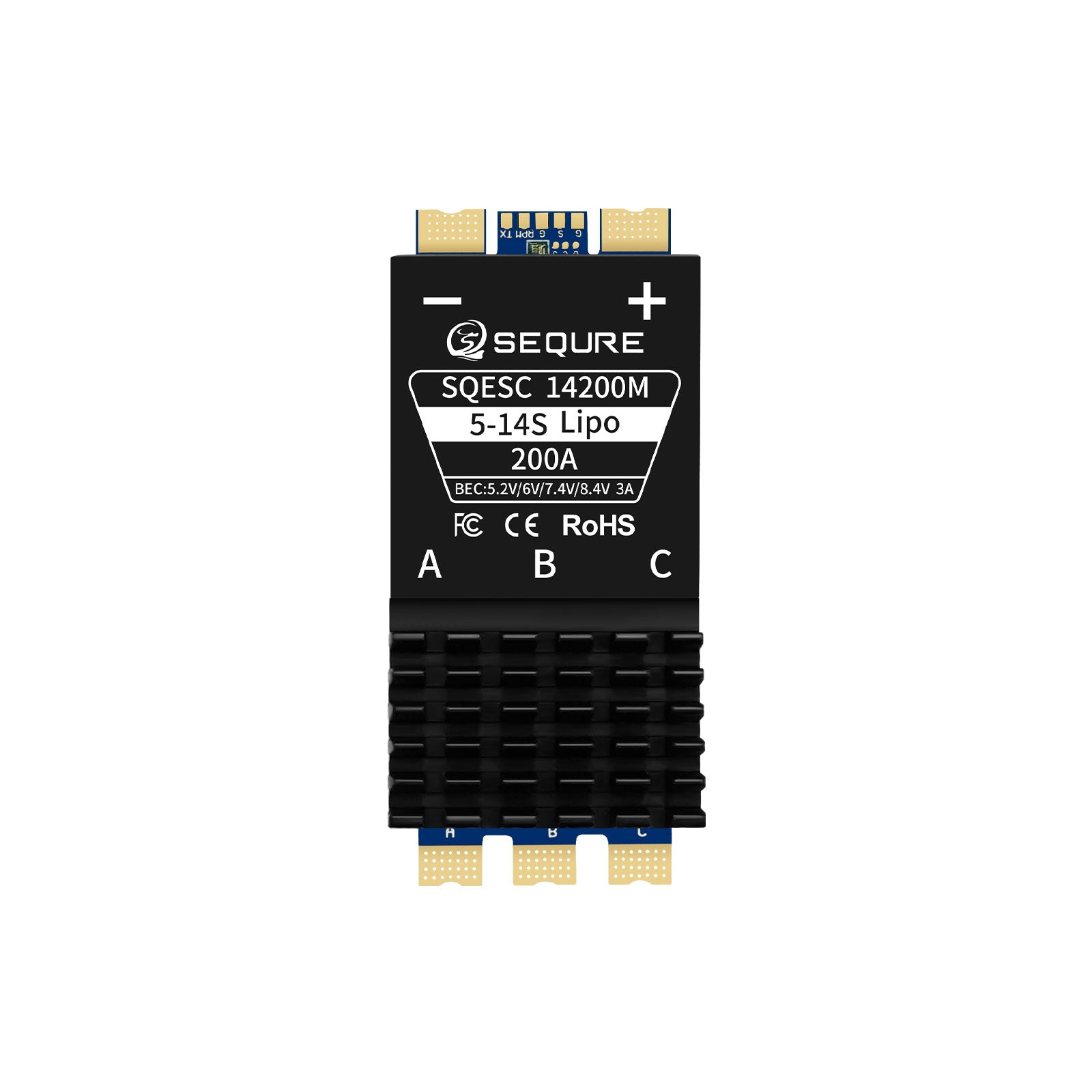 SEQURE SQESC 14200 & 14200M & 14200 Pro Brushless ESC 5-14S Lipo Power Supply 200A AM32/ESCape32/BLHeli_32 Firmware Suitable for Multi-rotor Drones Airplane Models Crop Protection Aircraft Helicopters Model Ships RC Model Cars Surfboards