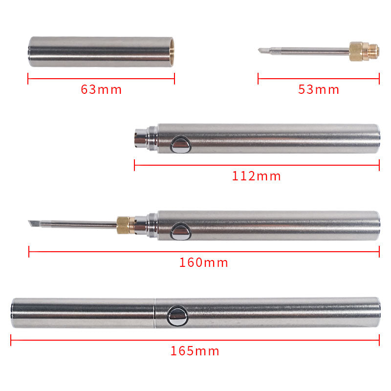 portable soldering iron size view