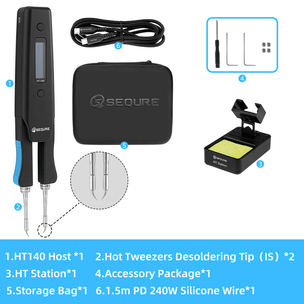 SEQURE HT140 2IN1 Hot Tweezers And Soldering Iron Compatible with C2