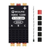 SEQURE SQESC 12200 Brushless Electric Speed Controller 5-12S Power Supply 200A BLHeli_32 / AM32 / ESCape32 Firmware Support 128KHz PWM Frequency Suitable for Multi-rotor Aircrafts Airplane Models Plant Protection Machine Boat Models RC Car Models