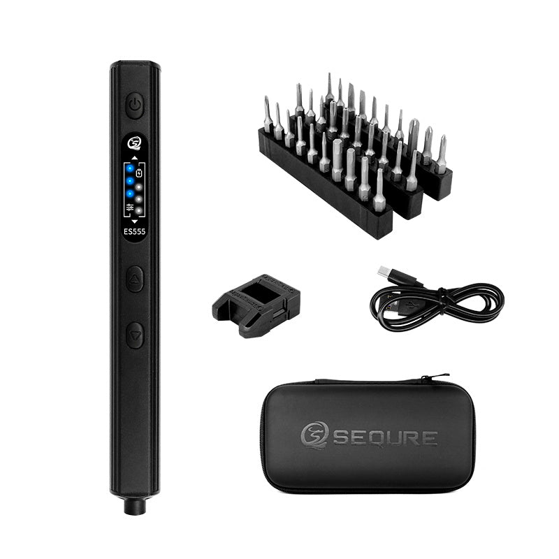 SEQURE ES555 Smart Screwdriver with Electric & Manual Modes, Support Fixed / Automatic Working Modes, Suitable for Repair Disassembly Assembly RC Models Drones Mobile Phones Computers Electronics