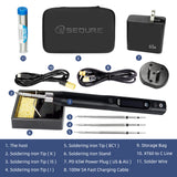 SEQURE S60P Upgraded Version Electric Soldering Iron Supports PD/QC/DC/PPS Power Supply Compatible with C210 Soldering Iron Tip Precision Electronic Mobile Phone Repair Tool Anti-static Soldering Pen 60W