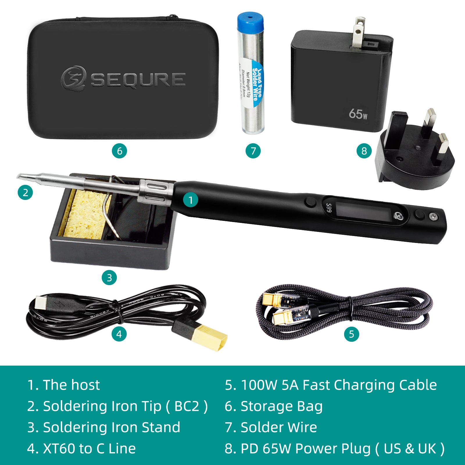 SEQURE S99 Soldering Iron Support PD/QC/DC/PPS Power Supply Compatible with C245 Tip for Drone RC Model Welding Repair Tool Anti-static Welding Pen