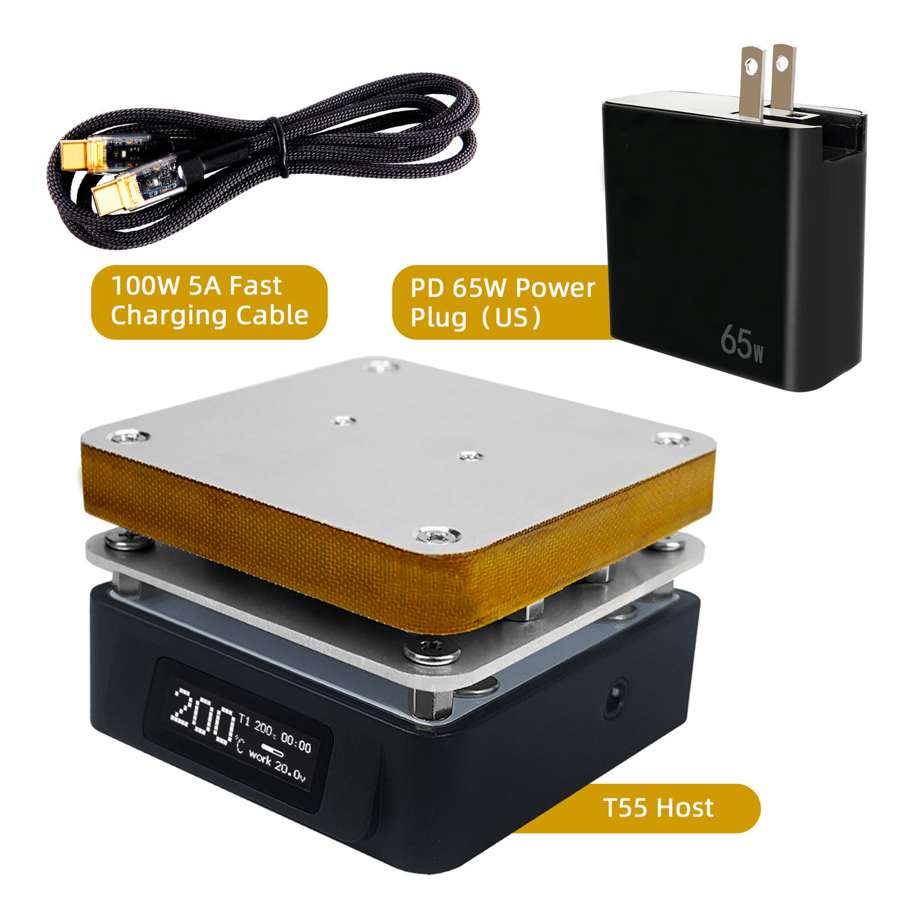 SEQURE T55 Smart Mini Constant Temp Adjustable Preheating Desoldering Station, for Phone / LED Lamp Beads / PCBA / Liquid Heating Repair Tool