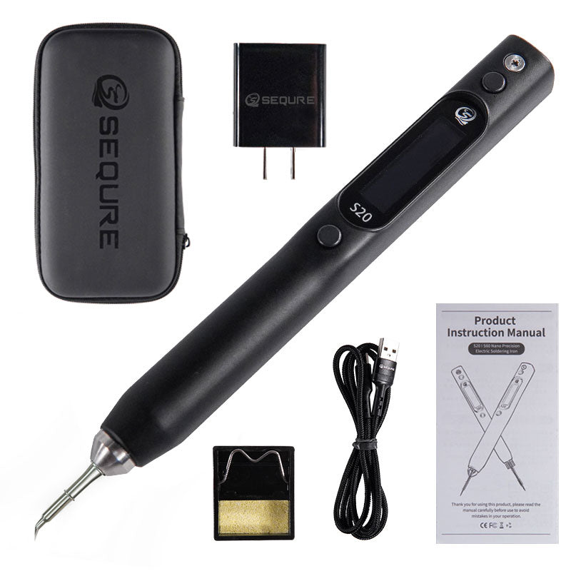 SEQURE S20 Nano Electric Soldering Iron Support PD/QC Power Supply Compatible with C115 Soldering Iron Tips Precision Electronic Mobile Phone Repair Tool Anti-static Soldering Pen