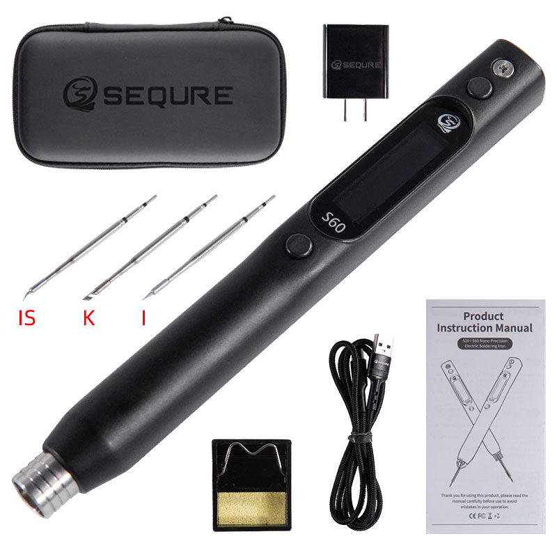 SEQURE S60 Nano Electric Soldering Iron Support PD/QC Power Supply Compatible with C210 Soldering Iron Tips Precision Electronic Mobile Phone Repair Tool Anti-static Soldering Pen