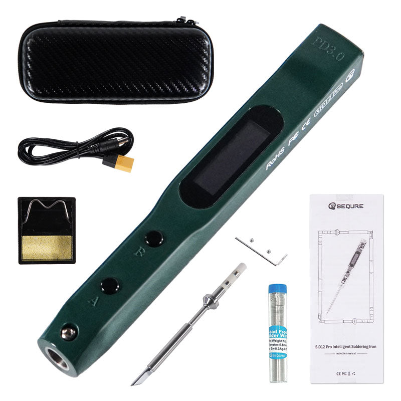 SEQURE SI012 Pro intelligent OLED electric soldering iron with adjustable sensitivity and built-in buzzer for T12/TS soldering iron tips supports PD/QC/DC5525 power supply
